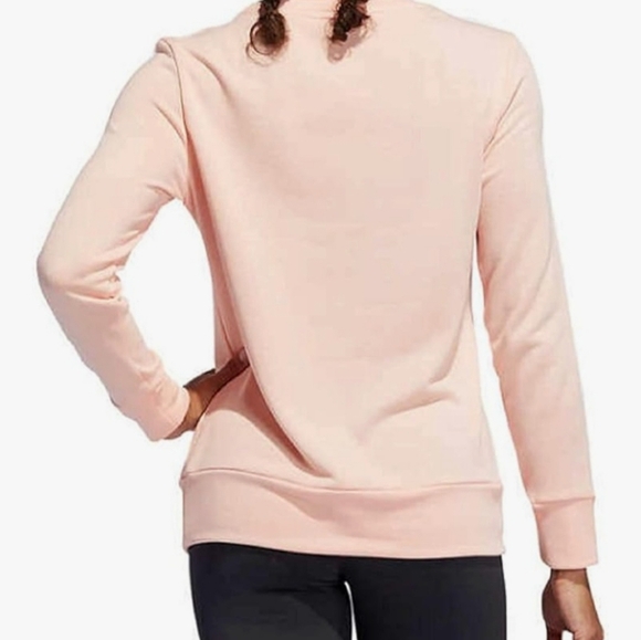 Adidas Women's Medium Spellout Three Stripes Pullover Crewneck Sweatshirt Pink - Picture 3 of 12